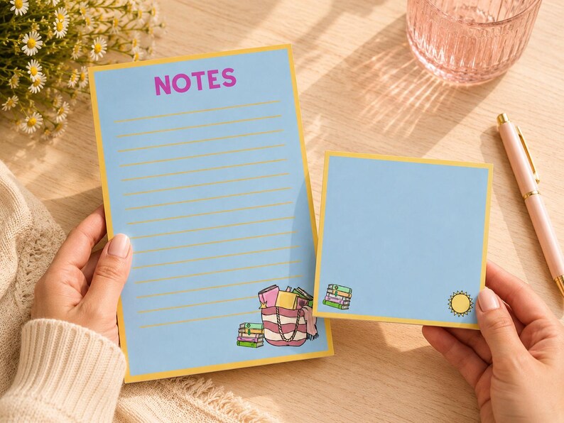 Summer Notepad Set | Pastel Reading Memo Pads - Etsy