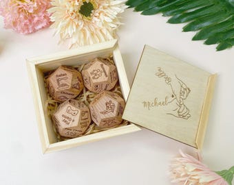 Customized Wood Dice Set for Role Playing Games, Personalized Dice Games, Handmade Wooden Gifts, Date Night Ideas, Gifts for Couple