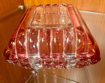 Vintage Pink Depression Glass Cigarette Box - Art Deco Jeannette Jenny Ware Ribbed Trinket Box with Lid - Complete 2-Piece Set - Circa 1930s