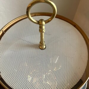 Vintage Solid Brass French Horn Bouillotte Lamp | 3-Arm Candelabra, Original Shade image 7