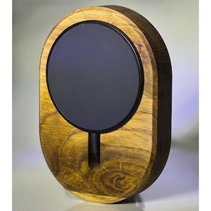 MagSafe Compatible Charging Wood Stand, iPhone Wall Mount, Adjustable Wireless Charger Dock, Gift for Him