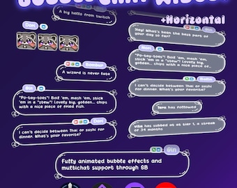 May include: A purple graphic promoting a "Bubble Chat Widget" with text bubbles, cartoon raccoons, and social media icons. Text includes "Fully animated bubble effects" and "multichat support."