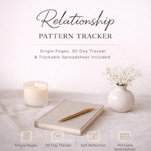 Relationship Pattern Tracker Printable + Spreadsheet | 30 Day Relationship Journal | Self Reflection Workbook | Red Flag Tracker