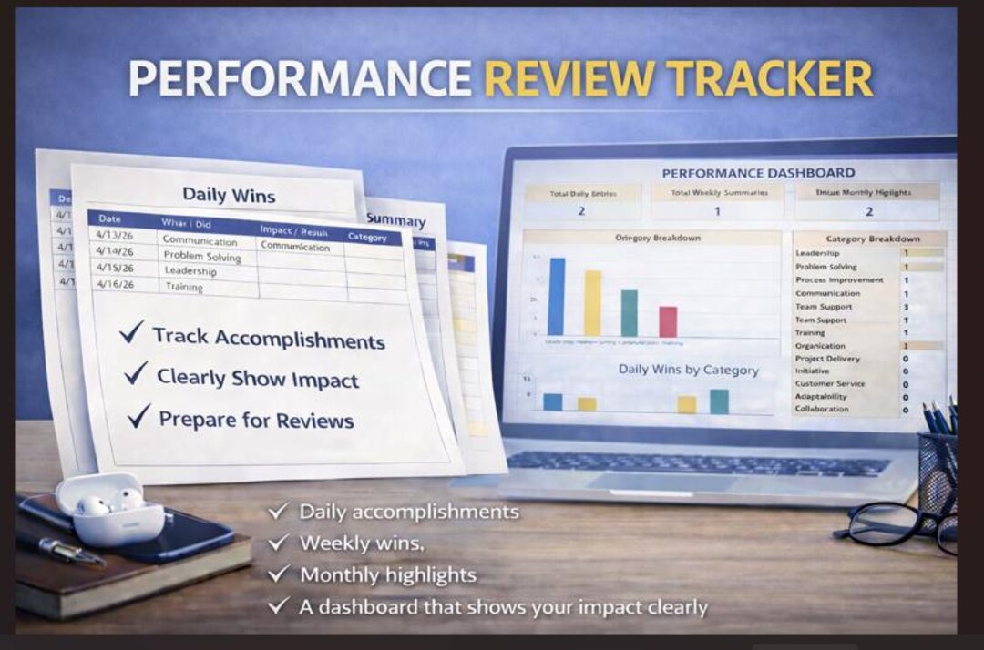 Process Review Tracker Performance Review Tracker | Daily Wins Dashboard | Promotion & Raise ...