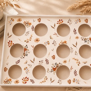 Insert floral pour 12 cupcakes | Présentoir à cupcakes | Insert imprimable pour boîte à 12 cupcakes | Téléchargement numérique | Boîte à gâteau 10 x 35 x 25 cm