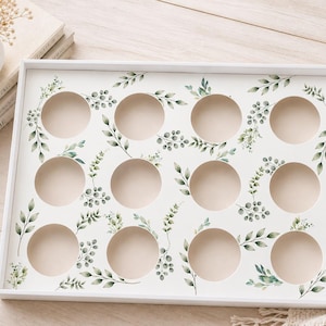 Insert floral pour 12 cupcakes | Présentoir à cupcakes | Insert imprimable pour boîte à 12 cupcakes | Téléchargement numérique | Boîte à gâteau 10 x 35 x 25 cm