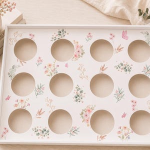 Insert floral pour 12 cupcakes | Présentoir à cupcakes | Insert imprimable pour boîte à 12 cupcakes | Téléchargement numérique | Boîte à gâteau 10 x 35 x 25 cm