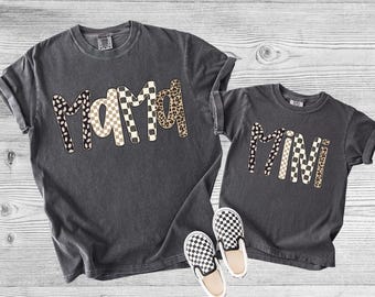 Comfort Colors® Mama and Mini Matching Shirts, Mama and Mini Gold Leopard T-Shirt, Mothers Day Gift, Mommy And Me Matching Shirts, Mama Mini