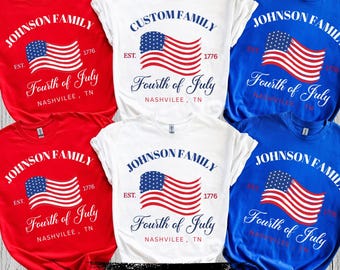Custom Family 4th July Shirt, Personalized America 250 Tee, Patriotic Matching Crew Shirt, Independence Day,Memorial Day Tee