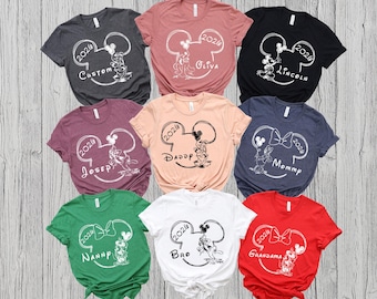 Matching Family Disney Shirts, Custom Disney Trip Tees, Mickey and Minnie Mouse Ears Family Shirts, Personalized Names Disney Shirts Gifts