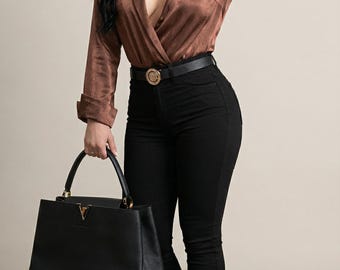 Black Skinny Jeans High Waisted Stretch Denim, Slim Fit Classic Black Trousers,Curvy Fit Sculpting Jeans,Minimalist Wardrobe Essential Women