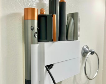 Dyson Airwrap Compatible Wall Mounted Holder | Hair Tool Organizer | Airwrap & Attachments Storage | Bathroom Vanity Organizer