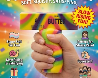 Realistic Rainbow Salted Butter Stick Fidget Toy – Slow Rise Sensory Stress Relief Squishy