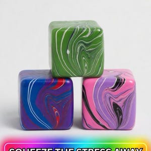 3 Pack Tie Dye Nice Cubes Fidget Toy Set Slow Rise Squishy Sensory Relief Stress Balls ADHD Anxiety Toy Gift