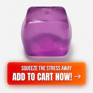 Purple Translucent Squishy Stress Cube - Slow Rise Gel Sensory Fidget Toy Anxiety Relief