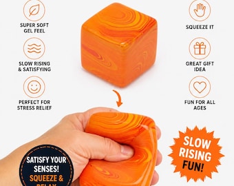 Orange Creamsicle Squishy Sugar Ice Cube – Slow Rise Gel Sensory Fidget Toy (5cm)