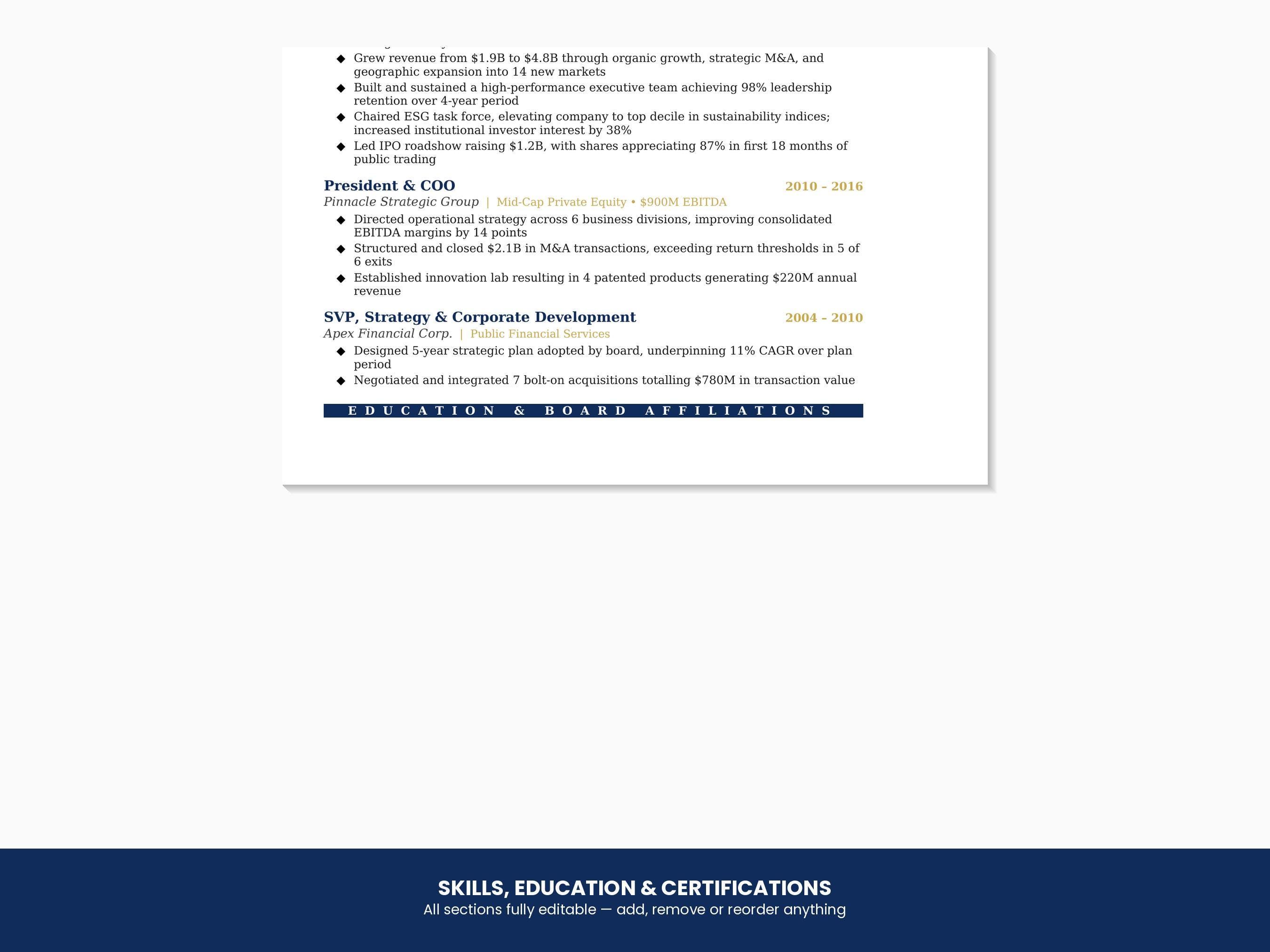 Cbc Cv Executive Resume Template Word, ATS Friendly CV, Corporate Resume ...