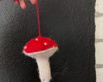 Knitted mushroom decoration