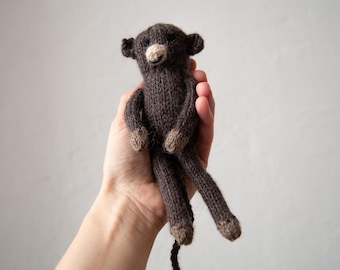 knitted monkey mascot cuddle animal tiny wool monkey, ape
