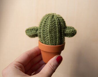 knitted cactus, wool and alpaca, handmade deco, office decoration, crochet cacti, pin cushion cactus