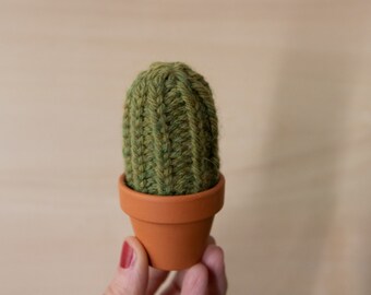 knitted cactus, wool and alpaca, handmade deco, office decoration, crochet cacti, pin cushion cactus