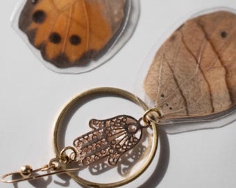 Pendientes de mariposa con forma de zapatilla de dama dorada – Alas de auténtica Pierella Hyceta, joyería llamativa bañada en oro