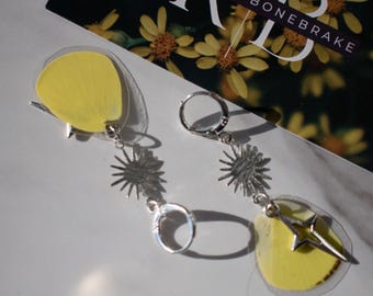Pendientes de alas de mariposa de azufre auténtico – Plata de ley, joyería ligera inspirada en la naturaleza