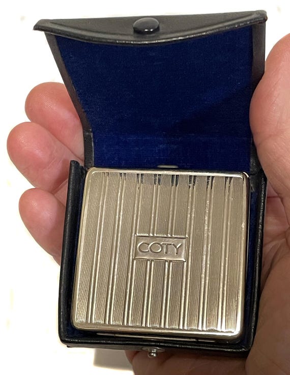 Vintage Coty Pressed Powder Compact: 1930s Art Deco, With Black