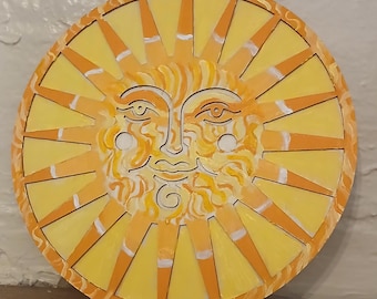 Home decorative fantasy yellow  and orange  sun plaque
