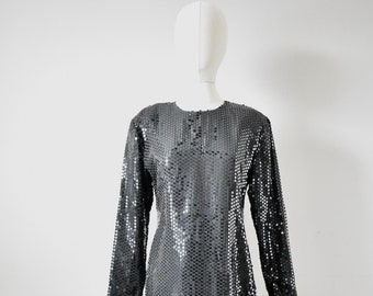 1980 Vintage Black Sequin Dress