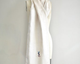 Vintage Yves Saint Laurent Long Cream Scarf