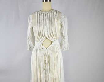 Antique Edwardian White Cotton Tea Dress-