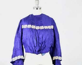 Antique Victorian Lady's Royal Blue Silk Blouse