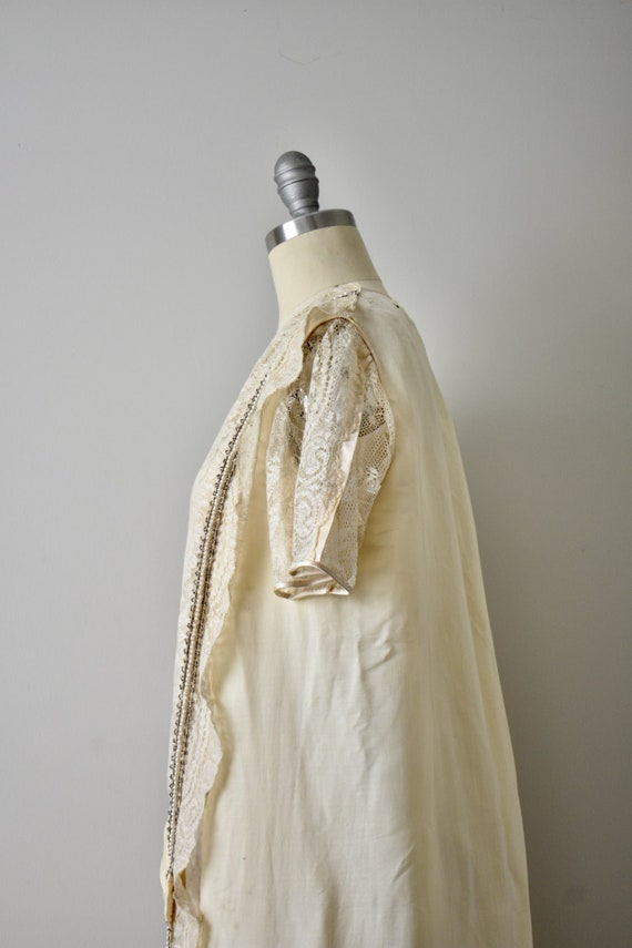 Vintage 1920s Rare Cream Wool Challis Wedding Dre… - image 5