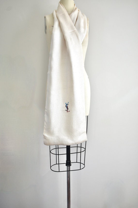 Vintage Yves Saint Laurent Long Cream Scarf - image 1