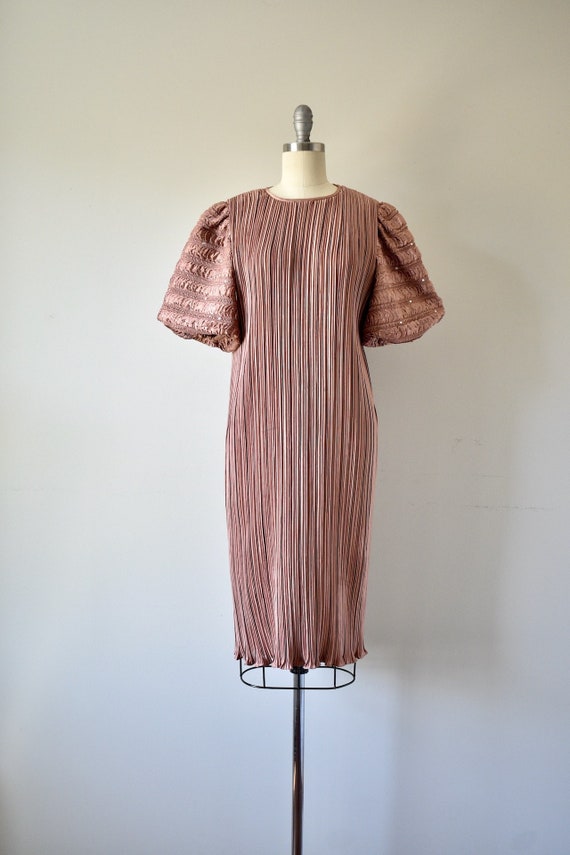 Vintage 1980s Pleated Dress By Ann Hobbs For Catti