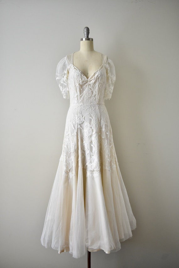 vintage cream evening dress Gem