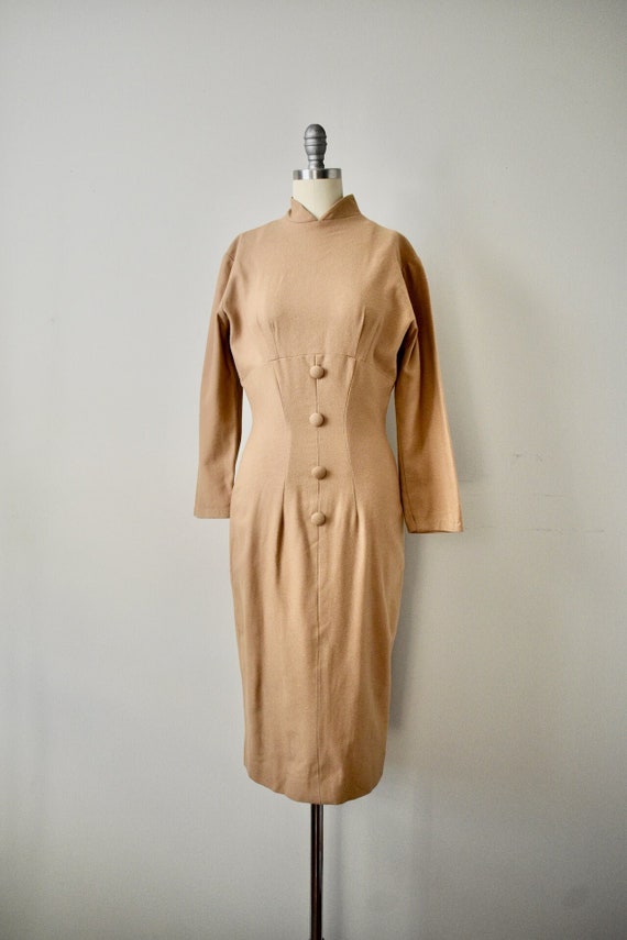 Vintage 1950s Brown Pencil Dress - image 1