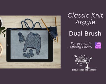 Affinity classic knit argyle pattern dual pixel brush! 2 for 1!