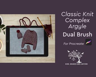 Procreate complex argyle knit pattern dual brush! 2 for 1!