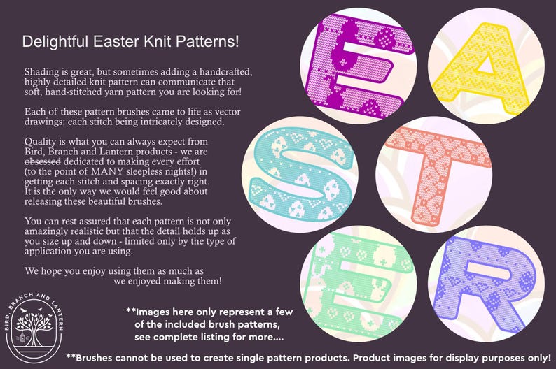 Procreate easter knit patterns brushset - 18 brushes in all!! (digital download) image 2