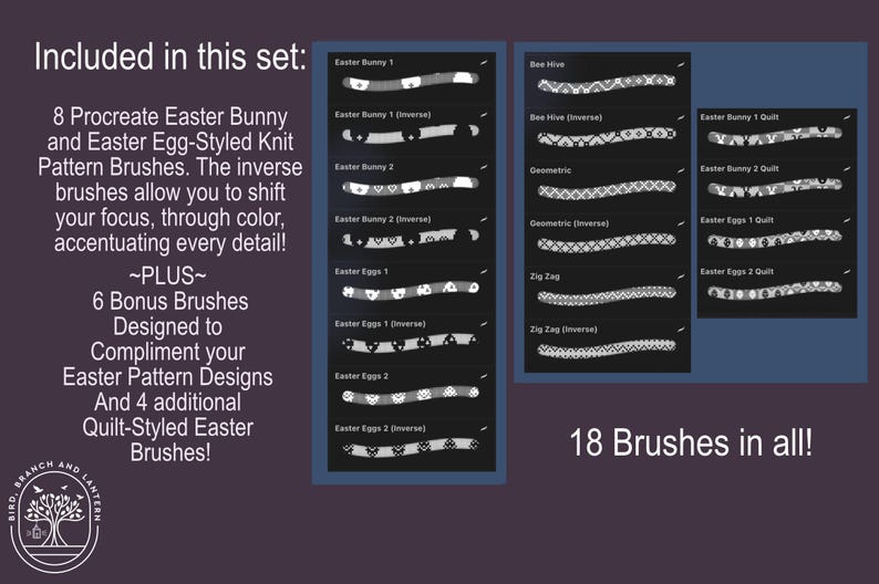 Procreate easter knit patterns brushset - 18 brushes in all!! (digital download) image 3