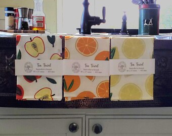 Fruit (apple, lemon, orange) tea towel bundle