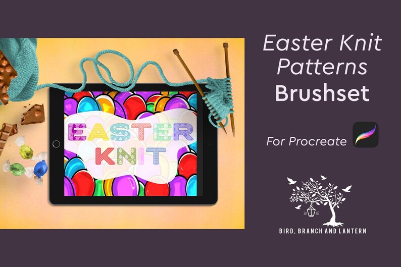 Procreate easter knit patterns brushset - 18 brushes in all!! (digital download) image 1