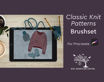 Procreate classic knit pattern brushset: 15 cozy designs  (digital download)