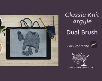 Procreate classic knit argyle pattern dual brush! 2 for 1!
