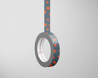 Dots (blue-coral) 15mm washi tape