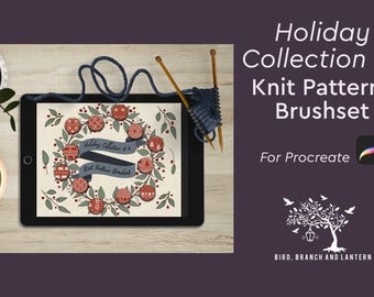 Procreate christmas knit brushset #3: holiday pattern brushes (digital download)