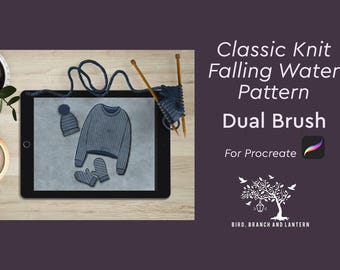 Procreate falling water knit pattern dual brush! 2 for 1!