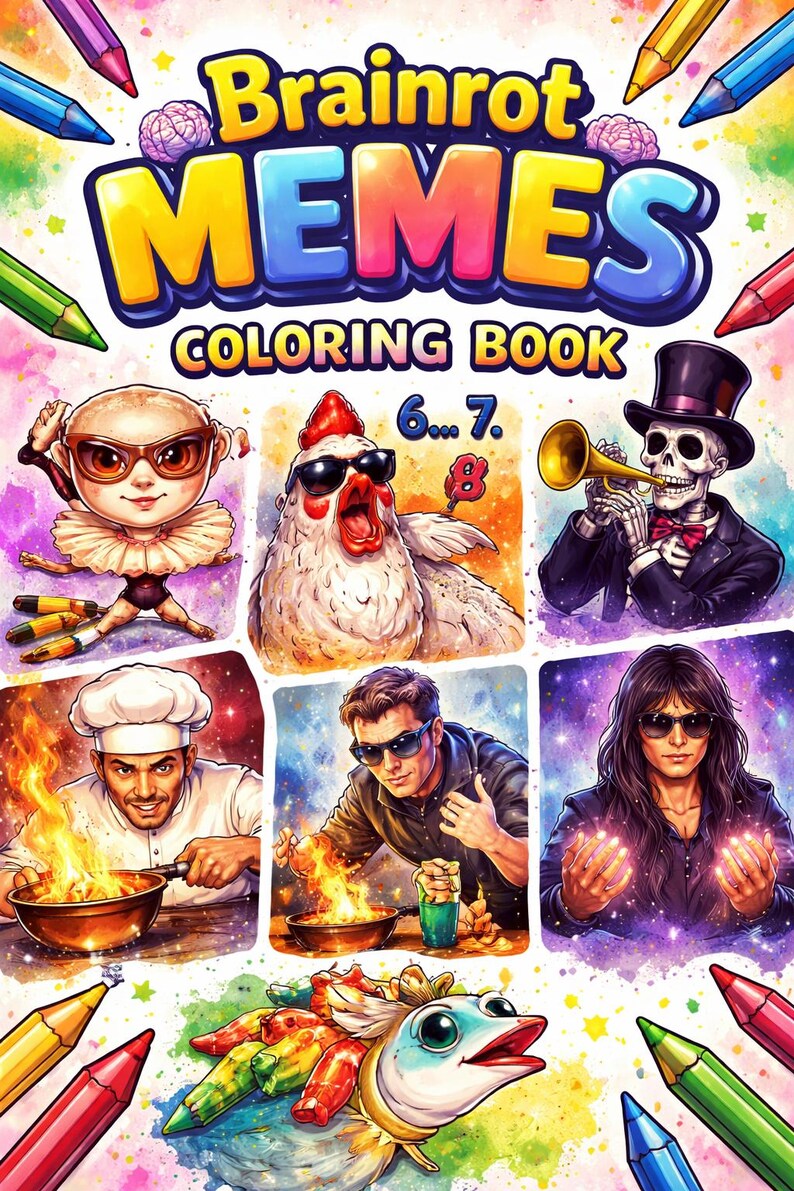 2026 Brainrot Meme Coloring Book - Etsy